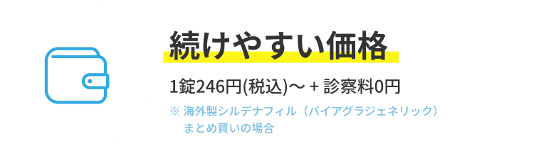 1錠246円(税込)〜 + 診察料0円