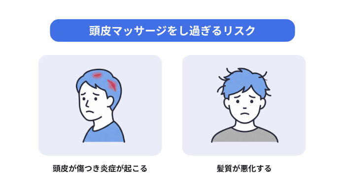 頭皮マッサージをし過ぎるリスク(頭皮が傷つき炎症が起こる、髪質が悪化する)の画像